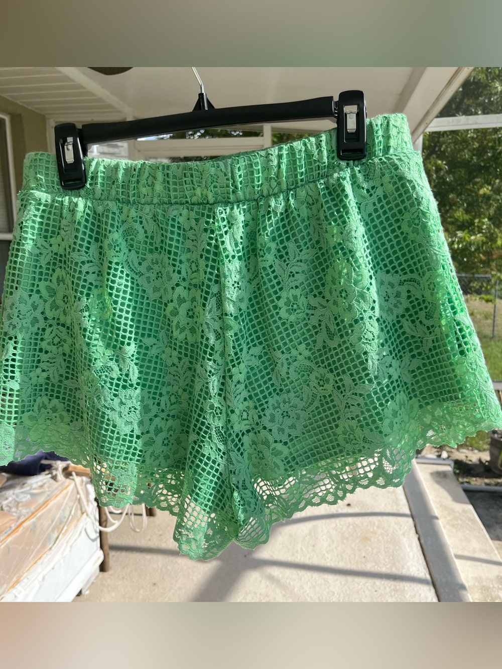 Future Collective by Gabriella Kareffa Johnson Greem lace shorts